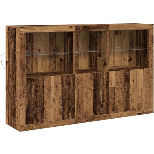  Sideboard s LED Svjetlima Staro Drvo 162x37x100 cm Slike