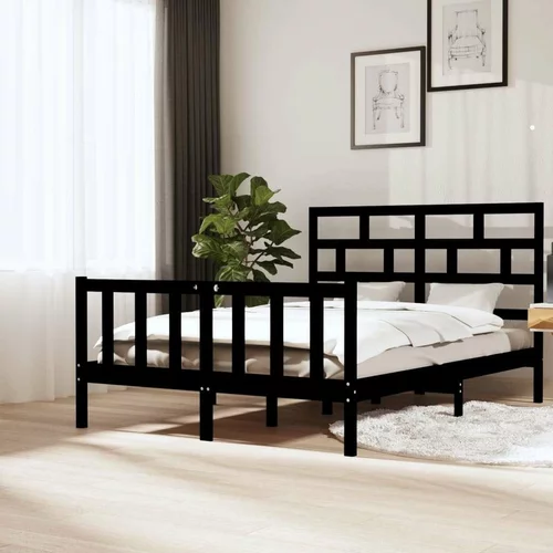  za krevet od masivne borovine crni 160 x 200 cm