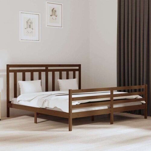  Posteljni okvir medeno rjav iz trdnega lesa 200x200 cm, (20643801) Slike