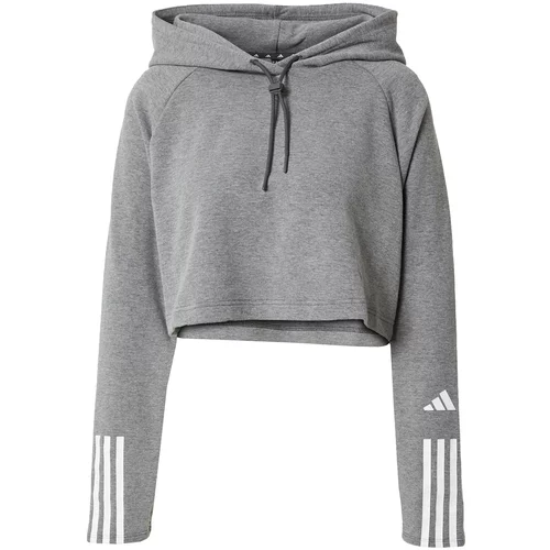 Adidas Sportska sweater majica 'Train Essentials Train 3-Stripes' siva melange / bijela