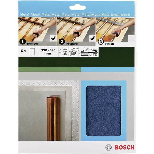 Bosch 2609256C43 Komplet ručnog brusnog papira Granulacija 40, 80, 120 (D x Š) 230 mm x 280 mm 1 Set