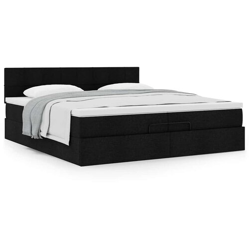 vidaXL Otomanski posteljni okvir z vzmetnico črn 200x200 cm blago Cene