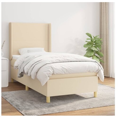  Box spring postelja z vzmetnico krem 90x190 cm blago Cene