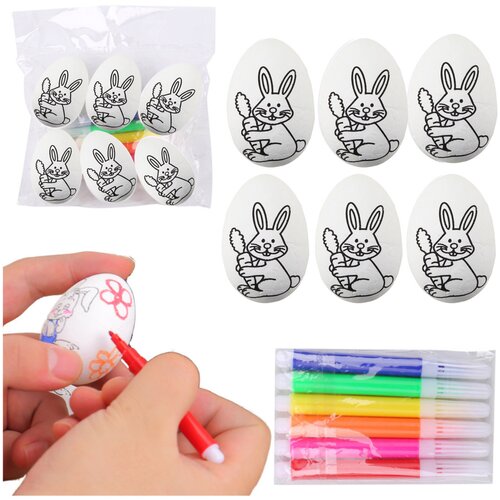  Easter Styrofoam Eggs For Painting Markers Felt-tip Pens Bunny 6pcs Cene
