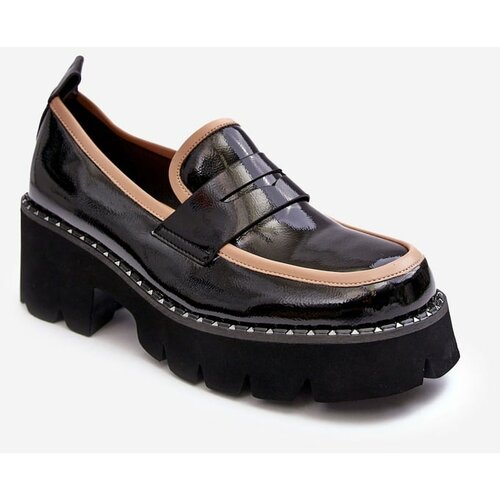 Kesi Women's leather loafers D&A Black Slike