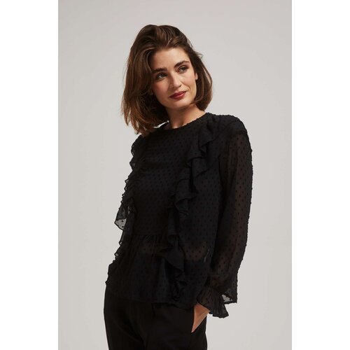 Marisse Black Long-Sleeved Ruffled Shirt Slike