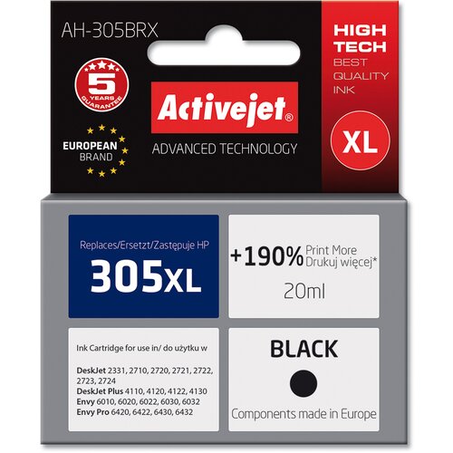 Activejet Tinta za printer AH-305BRX, HP 305XL, 20ml, Crna Slike