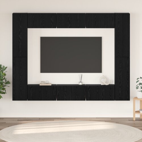  Komplet TV omaric 10 pcs Črni hrast Srednja 30.5 x 30 x 90 cm Cene