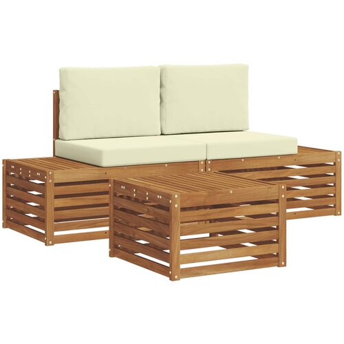  Set vanjskih sofa s jastukom Prirodna i krem 59 x 59 x 37 cm Slike