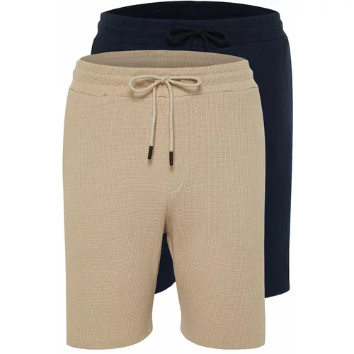 Trendyol Navy Blue-Beige Men's Corded Shorts & Bermudas
