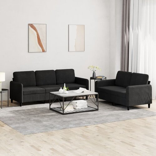  2-dijelni set sofa s jastucima crni bar&scaron;unasti Cijene