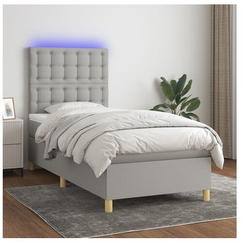  Box spring s madracem LED svjetlosivi 80x200 cm tkanina Cene