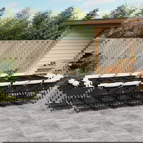 vidaXL 17-dijelni vrtni blagovaonski set s jastucima poliratan crni Cijene