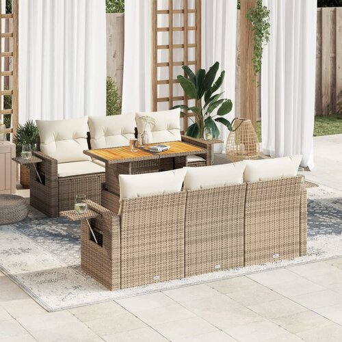 vidaXL 7-dijelni set vrtnih sofa od poliratana s jastucima bež Cijene