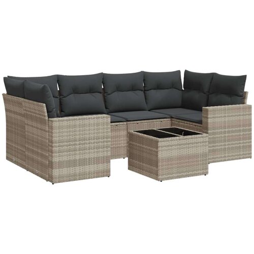 vidaXL 7-dijelni set vrtnih sofa svjetlosivi od poliratana Cijene