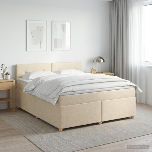  Boxspring krevet s madracem Krem 140 x 200 cm Tkanina Cene