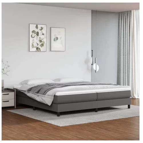  Box spring posteljni okvir siv 200x200 cm umetno usnje
