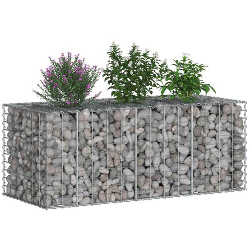  Gabionski uzdignuti krevet Srebrno 140 x 60 x 55 cm - 140 x 60 x 55 cm Slike