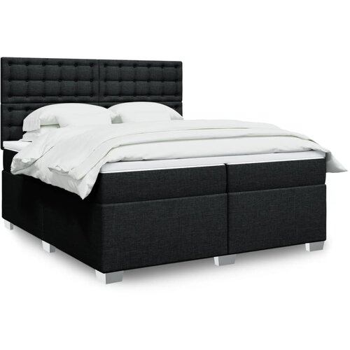 vidaXL Box spring postelja z vzmetnico črn 200x200 cm blago Cene