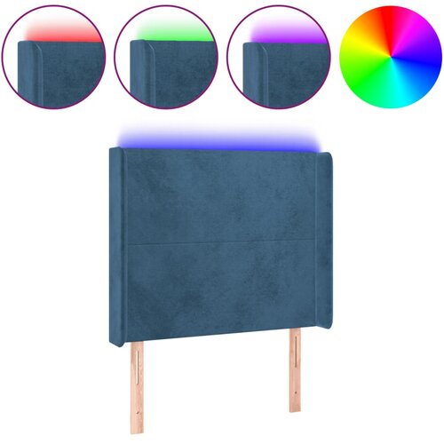 Maison Chic led posteljno vzglavje - vzglavna omarica - nočna omarica temno modro 93x16x118/128 cm žamet, (21708261) Slike