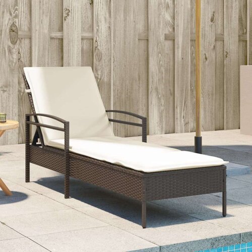  Ležalnik z blazino rjav 63x200x81 cm poli ratan Cene