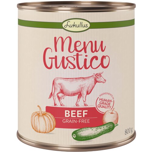 Lukullus Ekonomično pakiranje: "Menu Gustico" 12 x 800 g - Govedina s bundevom, jabukom i origanom Cijene