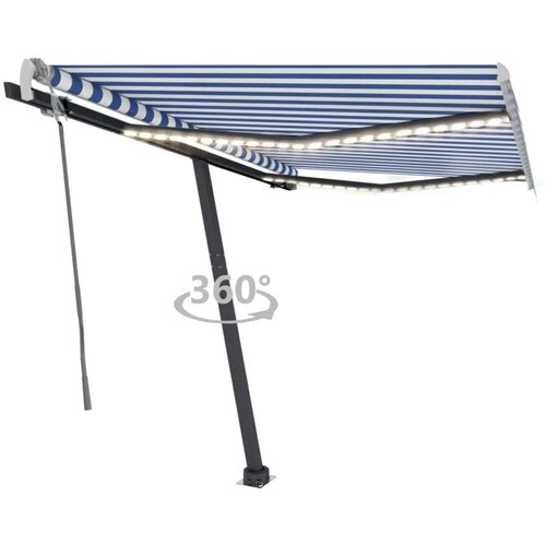  Ročno zložljiva tenda z LED lučkami 300x250 cm modra in bela, (20728827) Cene