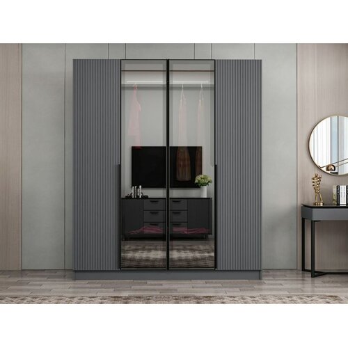 Hanah home ormar sa reflektujućim staklom Nisa 20594, 180 cm, antracit Cene