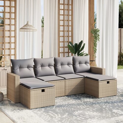 vidaXL 6-dijelni set vrtnih sofa s jastucima bež od poliratana Cijene