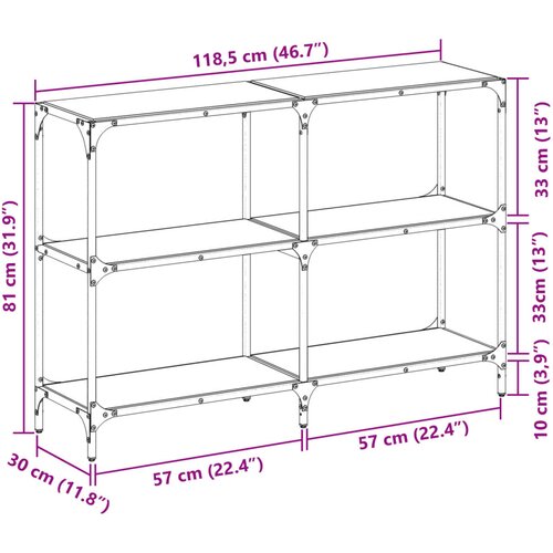  Stolić s prozirnom staklenom povr&amp;scaron;inom 118,5x30x81 cm čelik Slike