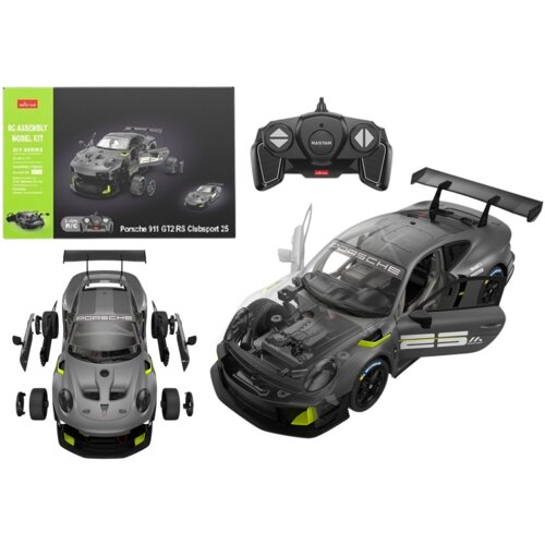  Licencirani auto na daljinsko upravljanje i sastavljanje Rastar 1:18 Porsche 911 GT2 - siva - 68 elemenata Slike