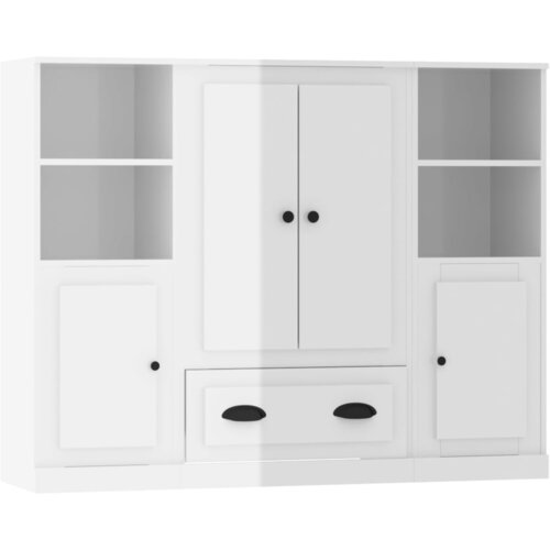 Maison Chic 3 kosi Visoke omare - Komode - Predalnik visok sijaj bela inženirski les, (21722499) Slike