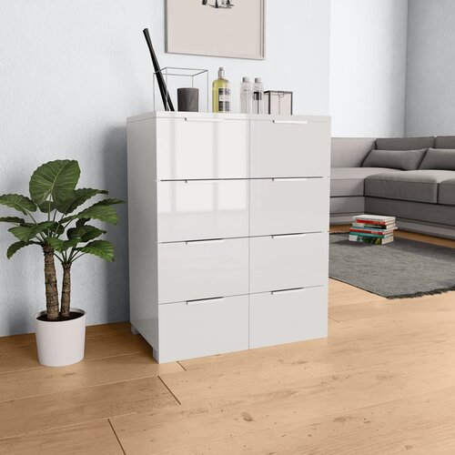 vidaXL Komoda visok sijaj bela 60x35x80 cm iverna plošča Cene