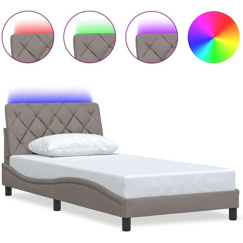 VidaXL Posteljni okvir z LED brez vzmetnice taupe 100x200 cm blago, (21791429) Slike