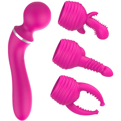 Lonelyi Lonely - Masažni aparat z izmenljivo glavo in vibrator za točko G (roza), ki ga je mogoče polniti 2v1 Slike