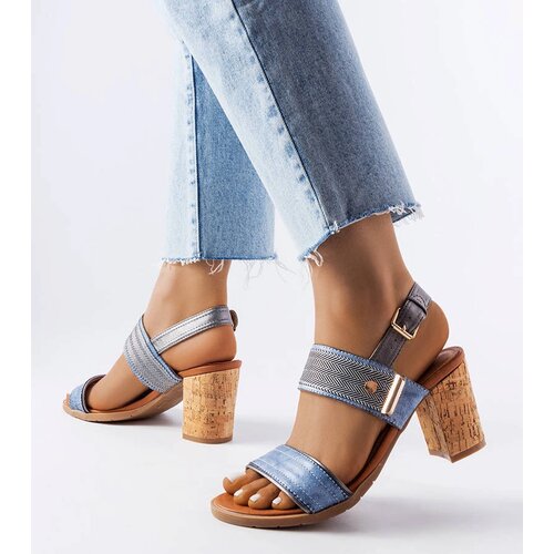 Gemre Navy block heel sandals Cityview Slike