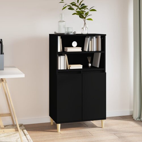 vidaXL Visoka omara Črna 60x36x110 cm inženirski les Cene