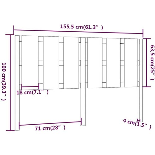 VidaXL uzglavlje za krevet boja meda 155,5x4x100 cm masivna borovina Slike