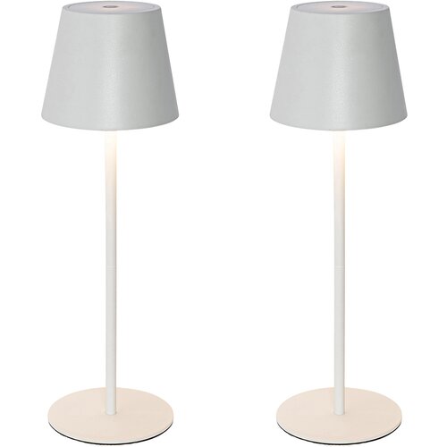 QAZQA Set van 2 tafellampen wit incl. LED dimbaar en oplaadbaar IP54 - Murdock Cene