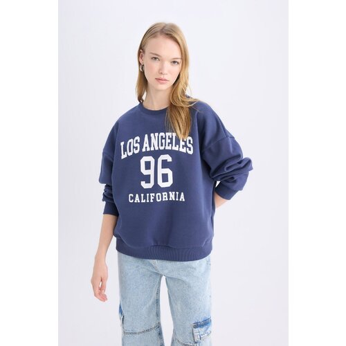 Defacto Coool Loose Fit Crew Neck Printed Thick Sweatshirt Slike