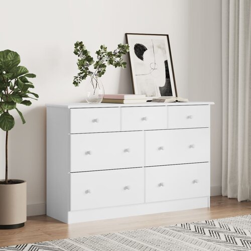  The Living Store Predalnik ALTA bel 112x35x73 cm trdna borovina - Predalnik, (21441046) Slike