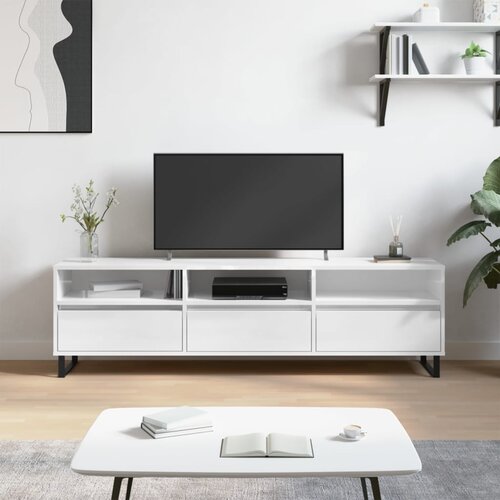 The Living Store TV omarica visok sijaj bela 150x30x44,5 cm inženirski les - TV Omarica, (21429786) Slike