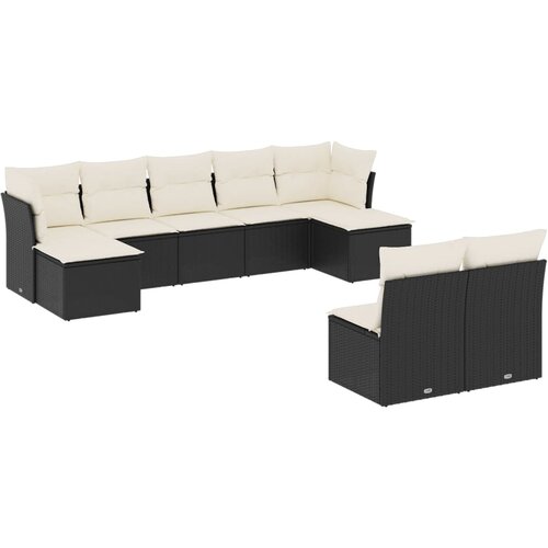 vidaXL 9-dijelni set vrtnih sofa s jastucima crni od poliratana Cijene