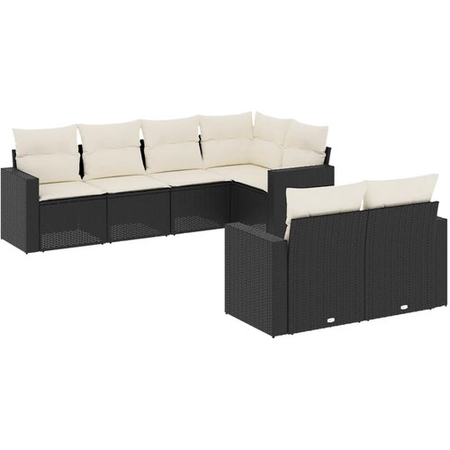  7-dijelni set vrtnih sofa od poliratana s jastucima crni Crna 66 x 62 x 69 cm Slike