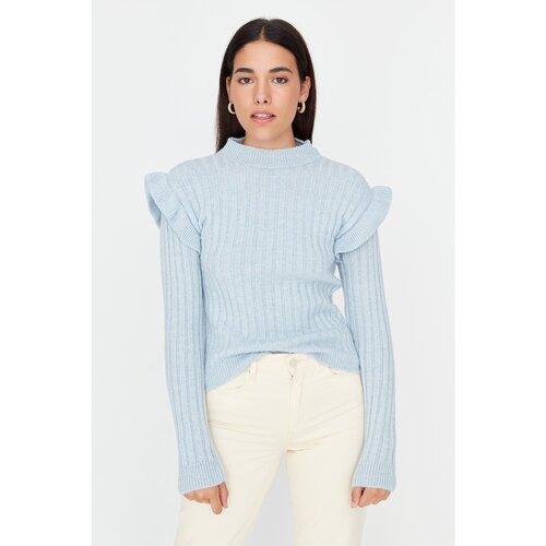 Trendyol Light Blue Knitted Detailed Knitwear Sweater Cene