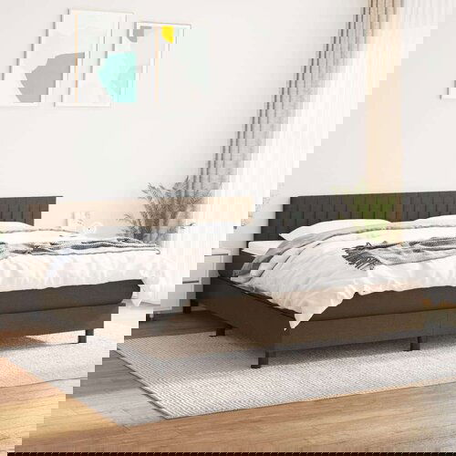  Box spring postelja z vzmetnico temno rjava 180x200 cm blago, (20899767) Cene