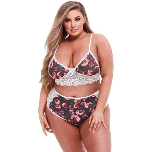 BACI Plus Size - komplet grudnjaka s cvjetnim čipkama i visokim strukom Slike