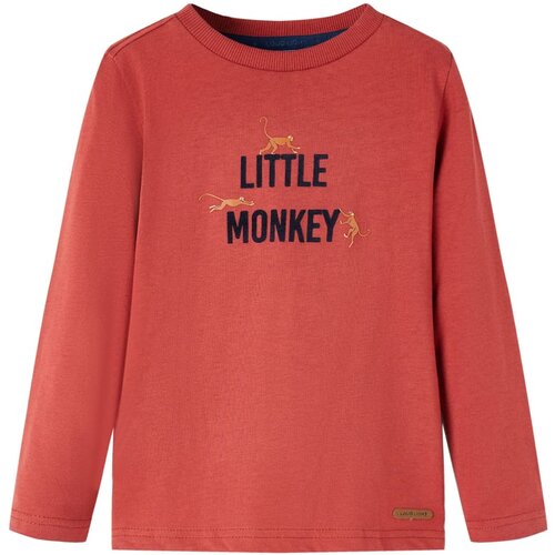 vidaXL Otroška majica z dolgimi rokavi potisk Little Monkey žgano rdeča 92 Cene