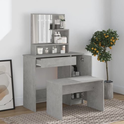 The Living Store Toaletna mizica komplet betonsko sive barve 86,5x35x136 cm - Komplet Toaletnih Mizic, (21660645) Slike