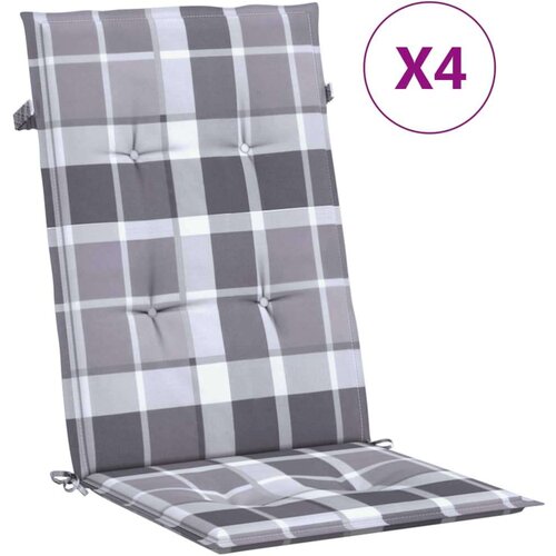 vidaXL Jastuci za stolice 4 kom sivi karirani 120x50x3 cm od tkanine Cijene